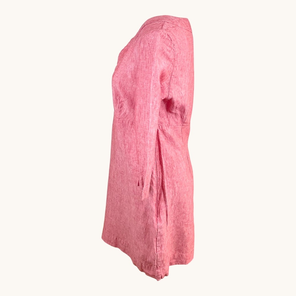 Boden Linen Dress V-Neck Red Orange (8) - Picture 2 of 7